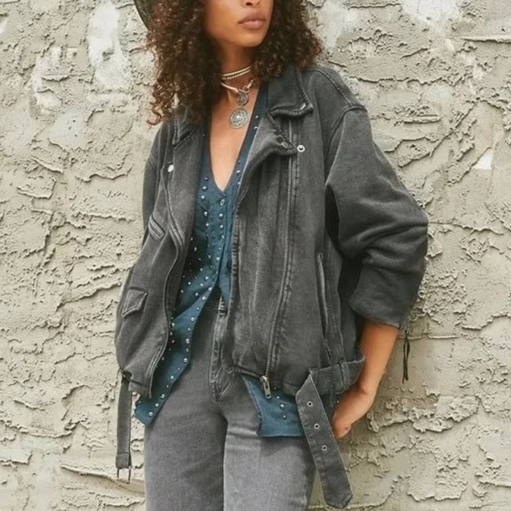 Free People Sweatshirt Moto Jacket - Picture 3 of 9